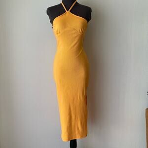 Nasty Gal sz 6 halter ribbed tube midi‎ dress NWT